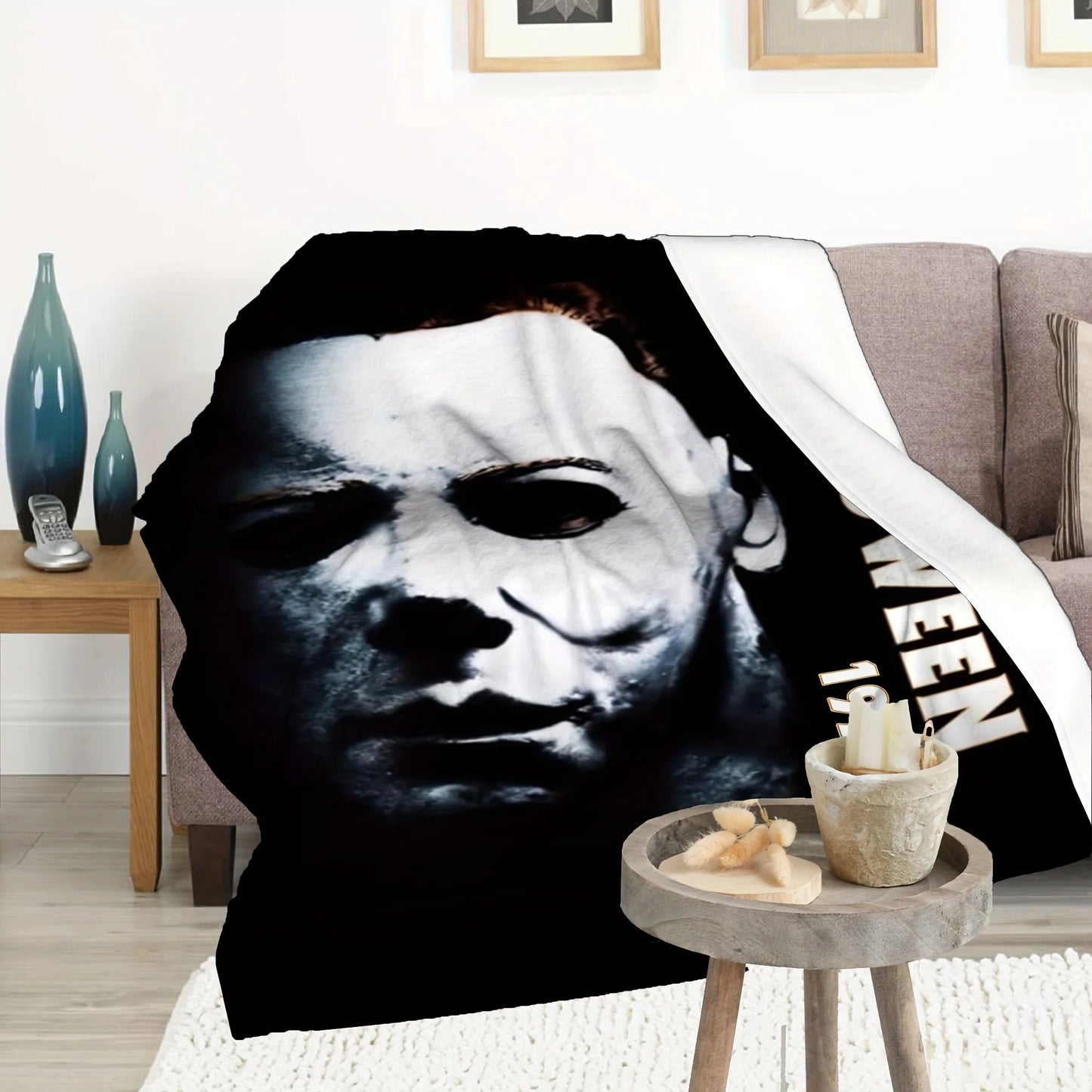 Horror Movie Halloween Character Cover Blanket, Halloween Blanket - for Sofa, Bed, Travel, Camping, Living Room, Office - Four S