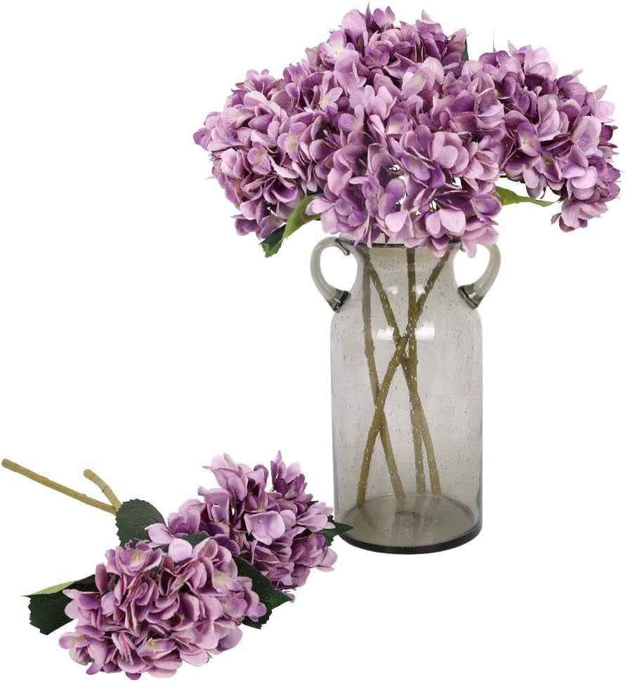 Blue Hydrangea Artificial Flowers 6Pcs Faux Hydrangea Flowers, Fake Flowers for Table Centerpiece, Blue Silk Hydrangea Flowers with Stems for Home Wedding Party Decor