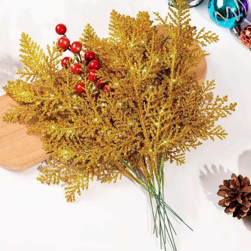 5Pcs Artificial Christmas Decor Pine Needle Home Room Decoration Christmas Tree Hanging Accessories Navidad Party New Year Decor