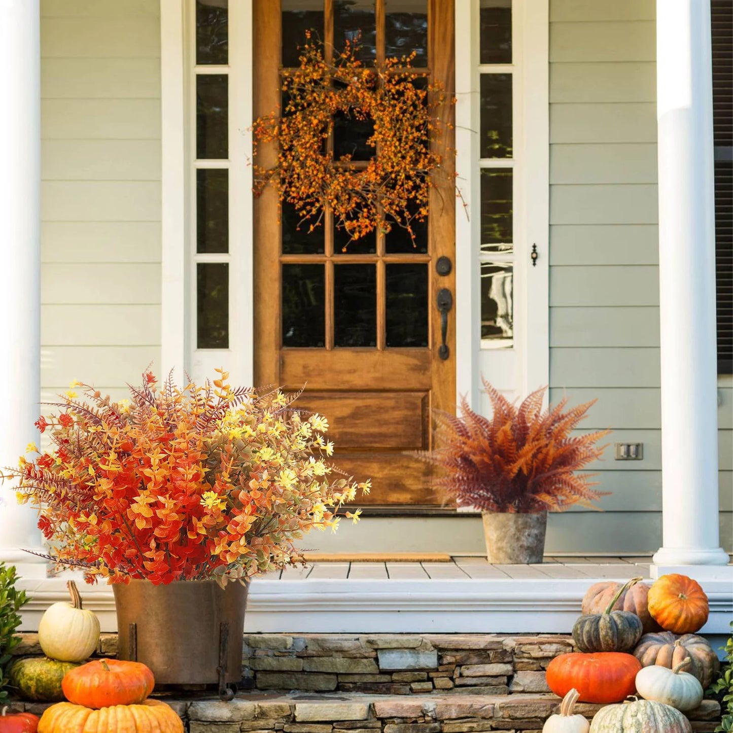 Scidweet 24 Pcs Artificial Fall Flowers, Fake Fall Decorations for Home Autumn Outdoor Garden Decor