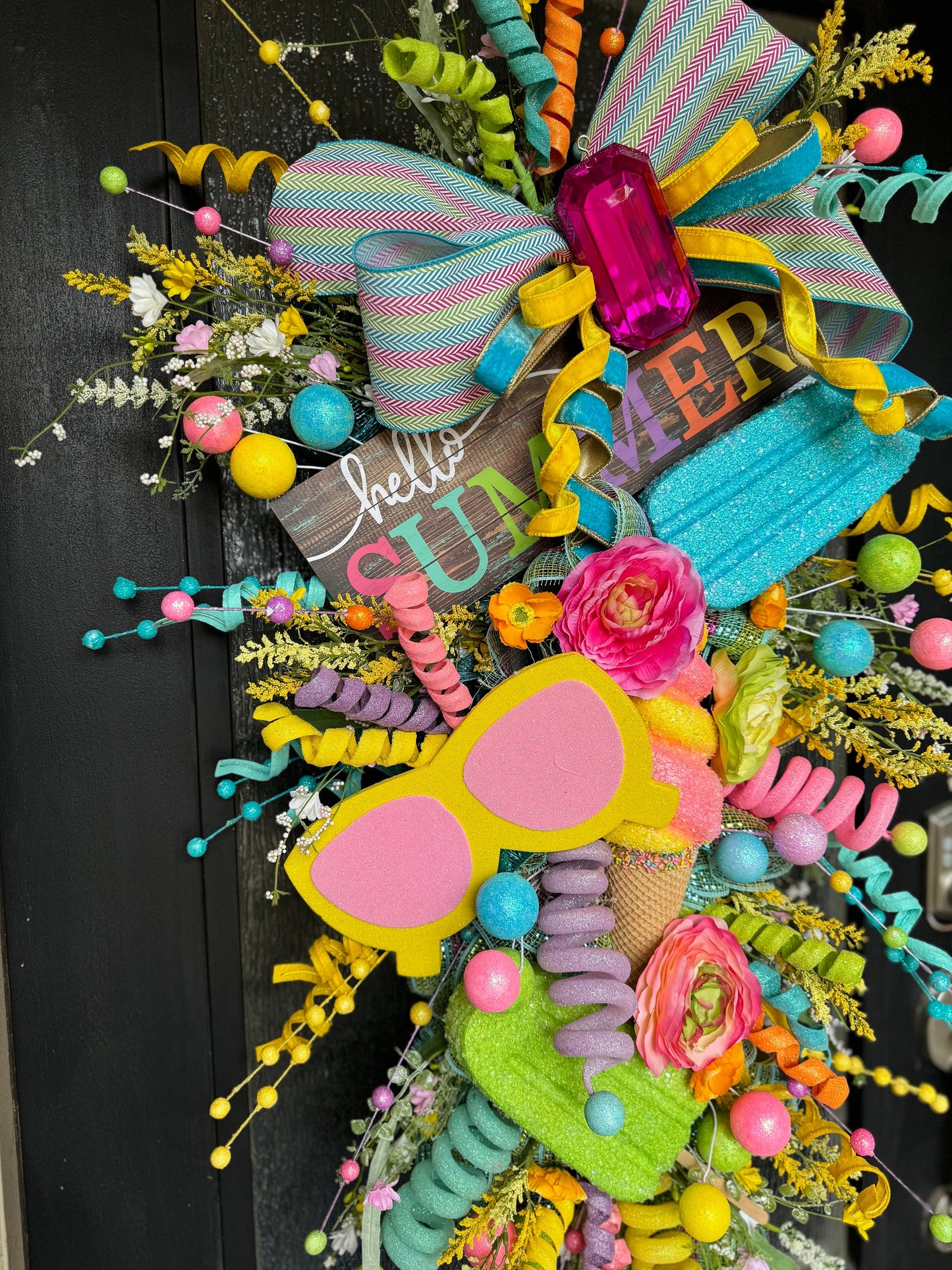 Oversized Summer Wreath Custom Front Door wreath Popsicle Ice cream Summer Party Decor Pool party decor Kids Party Decor Tropical wreath
