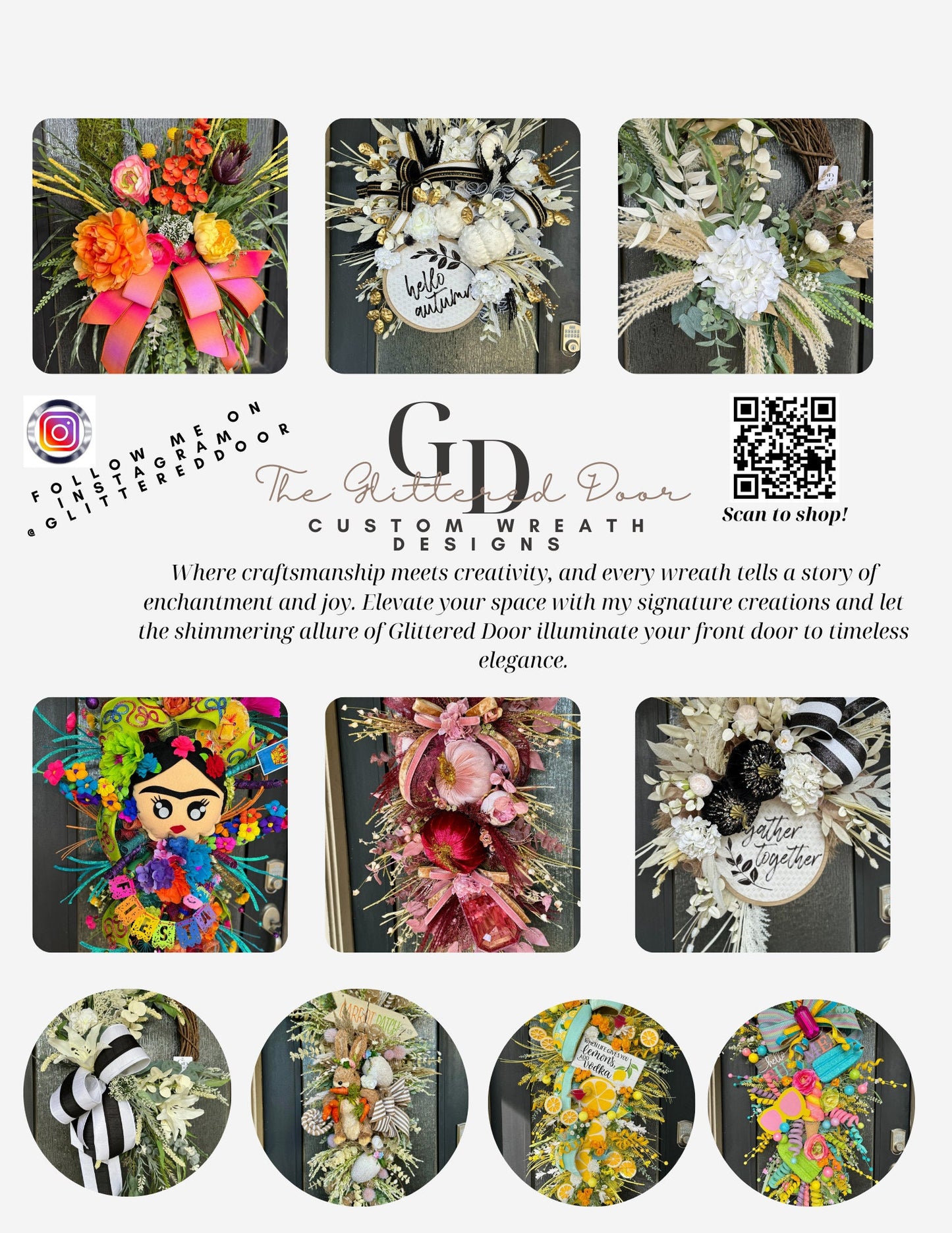 Winter woodland flocked wreath. Deer and owl Christmas wreath. Natural Christmas. January wreath. Burgundy and Copper wreath.