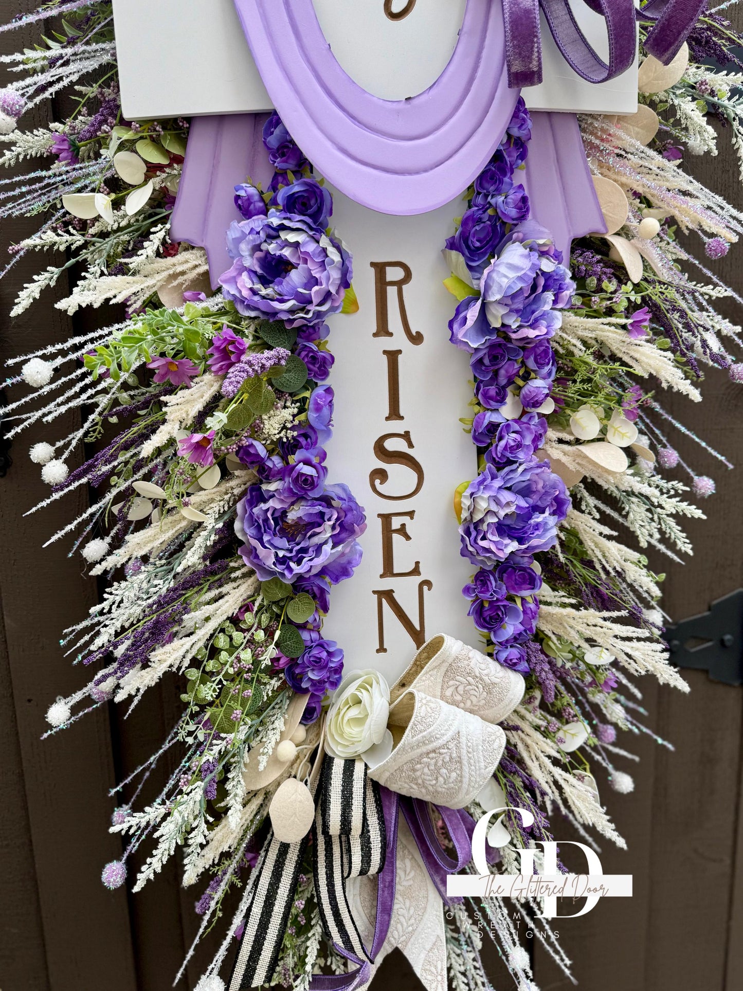 Easter XL Swag Cross Wreath He is Risen Wreath Spring Elegant Religous Decor for front door Spring wreath Easter Decor Christian