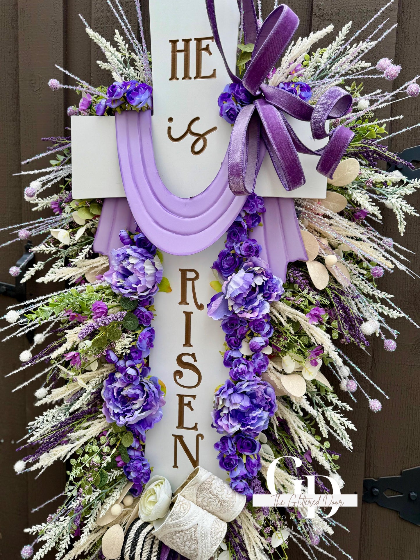 Easter XL Swag Cross Wreath He is Risen Wreath Spring Elegant Religous Decor for front door Spring wreath Easter Decor Christian