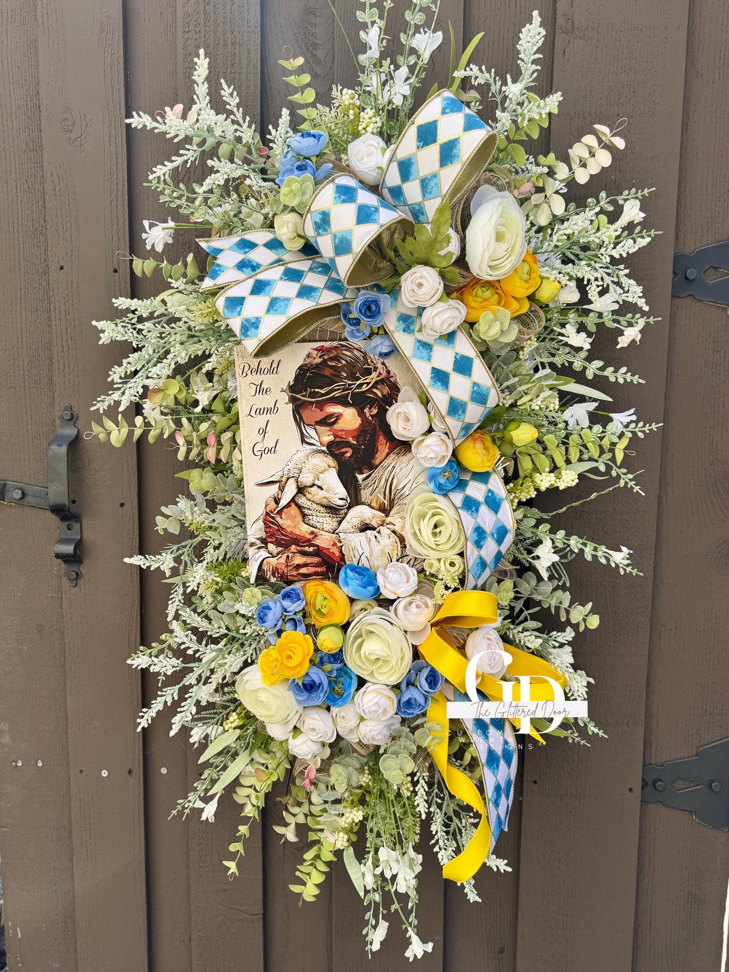 Easter Jesus Swag Wreath Neutral Tones. Spring Easter Decor Christian wreath Front Porch Easter Decor