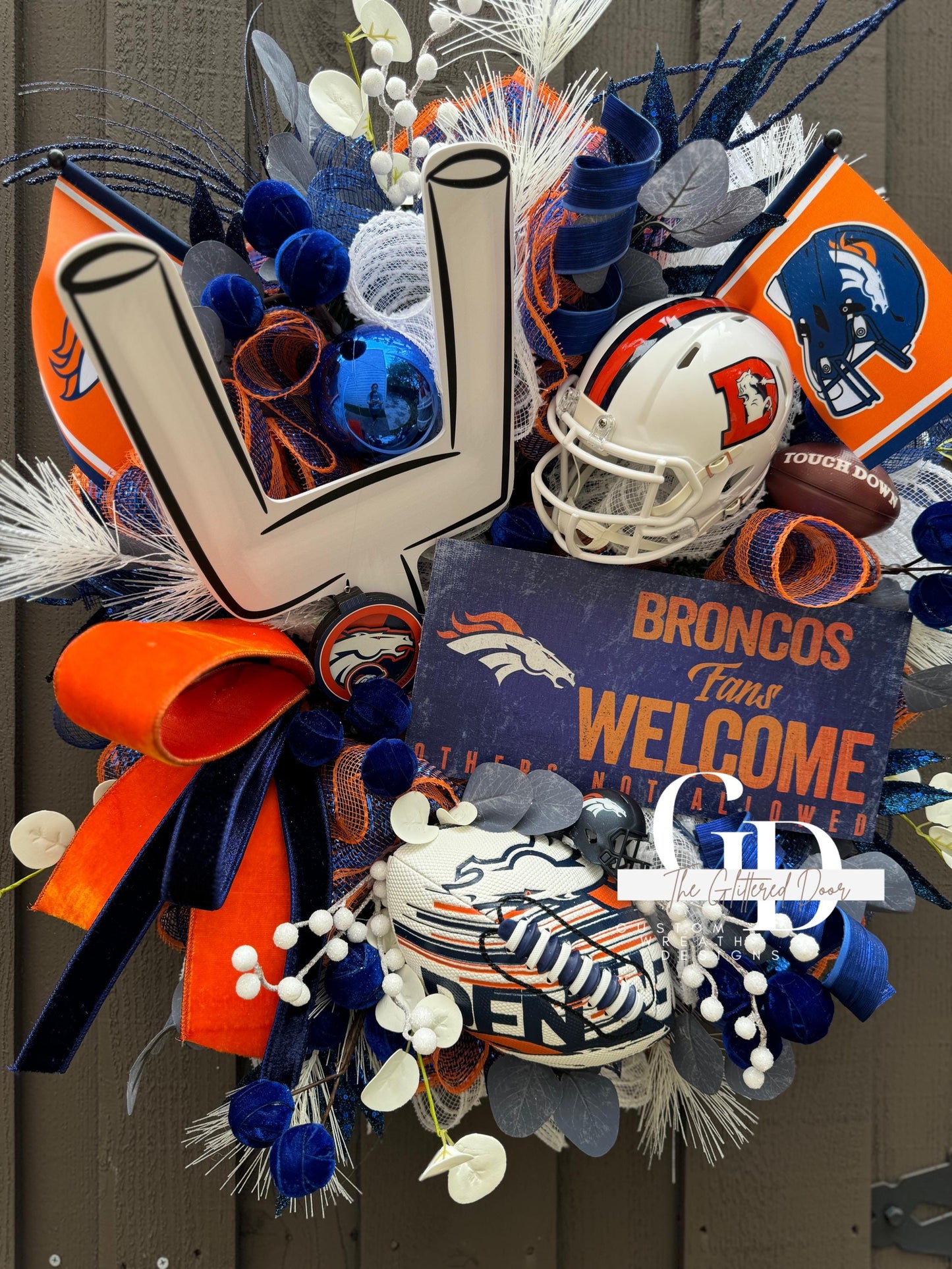 Custom Football Wreath College NFL team wreath NCAA Wreath Made to Order Dallas Cowboys decor Kansas City Chiefs Decor Football party decor