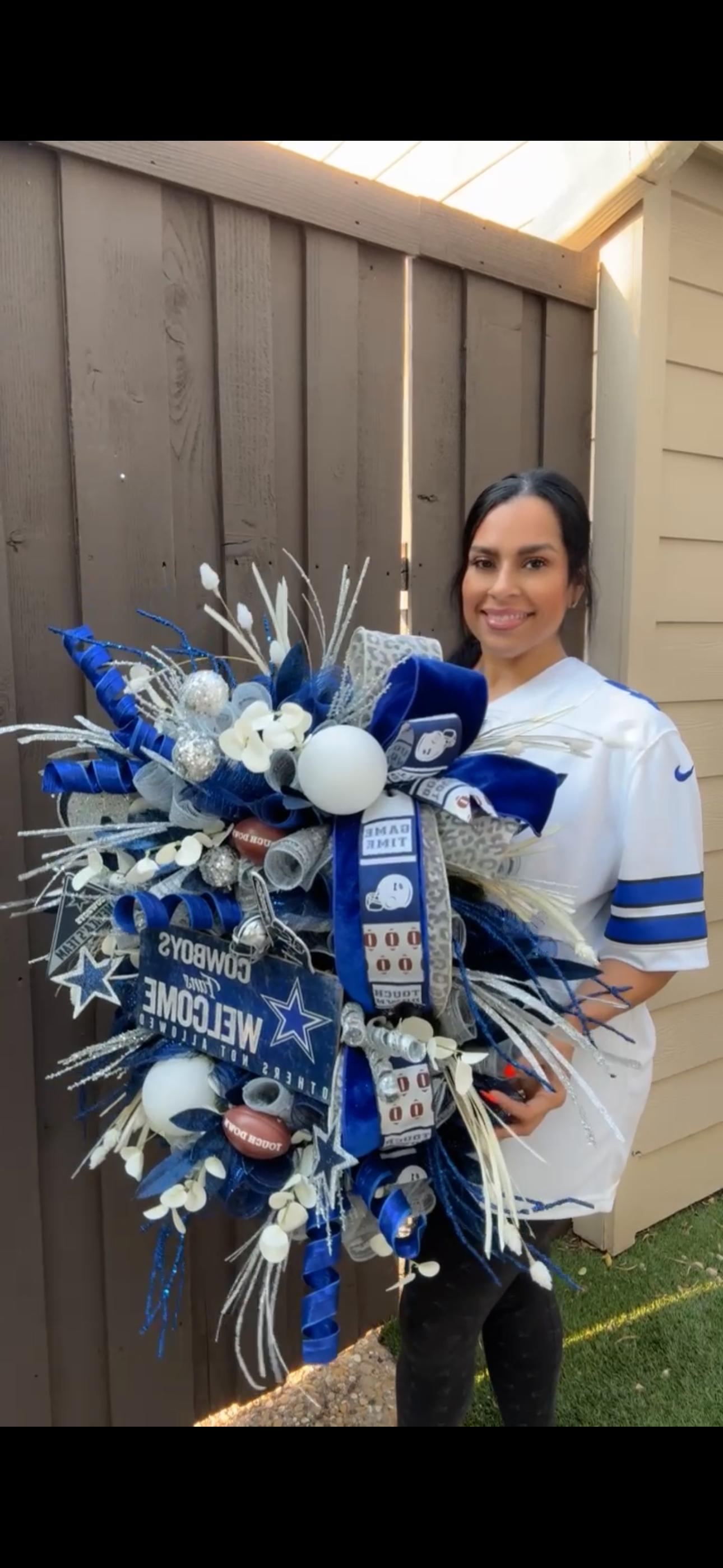Custom Football Wreath College NFL team wreath NCAA Wreath Made to Order Dallas Cowboys decor Kansas City Chiefs Decor Football party decor