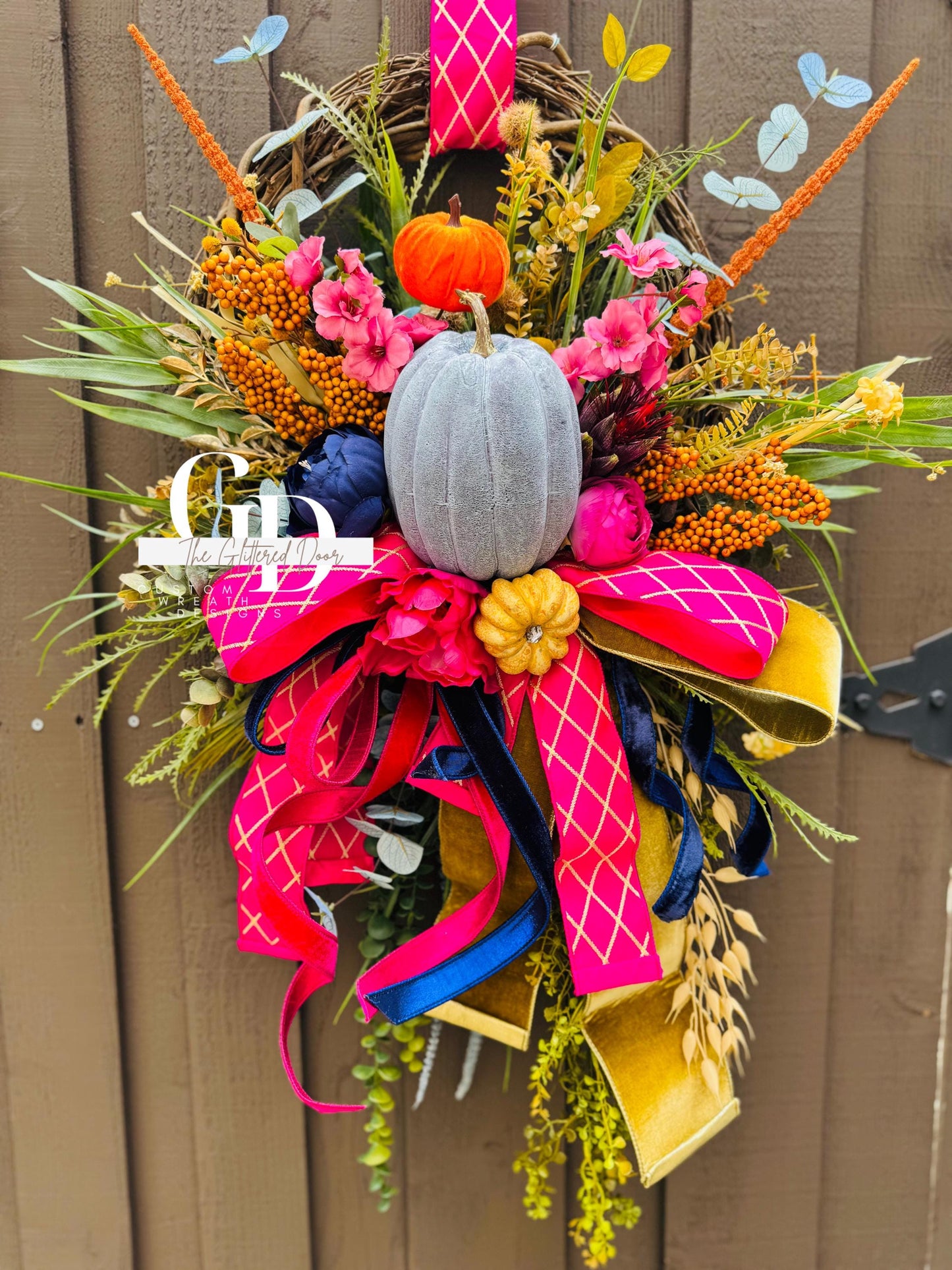 Fall Wreath for Front door Pink fall decor Pumpkin decor Fall Porch decor Thanksgiving wreath Outdoor wreath Autumn wreath Elegant wreath