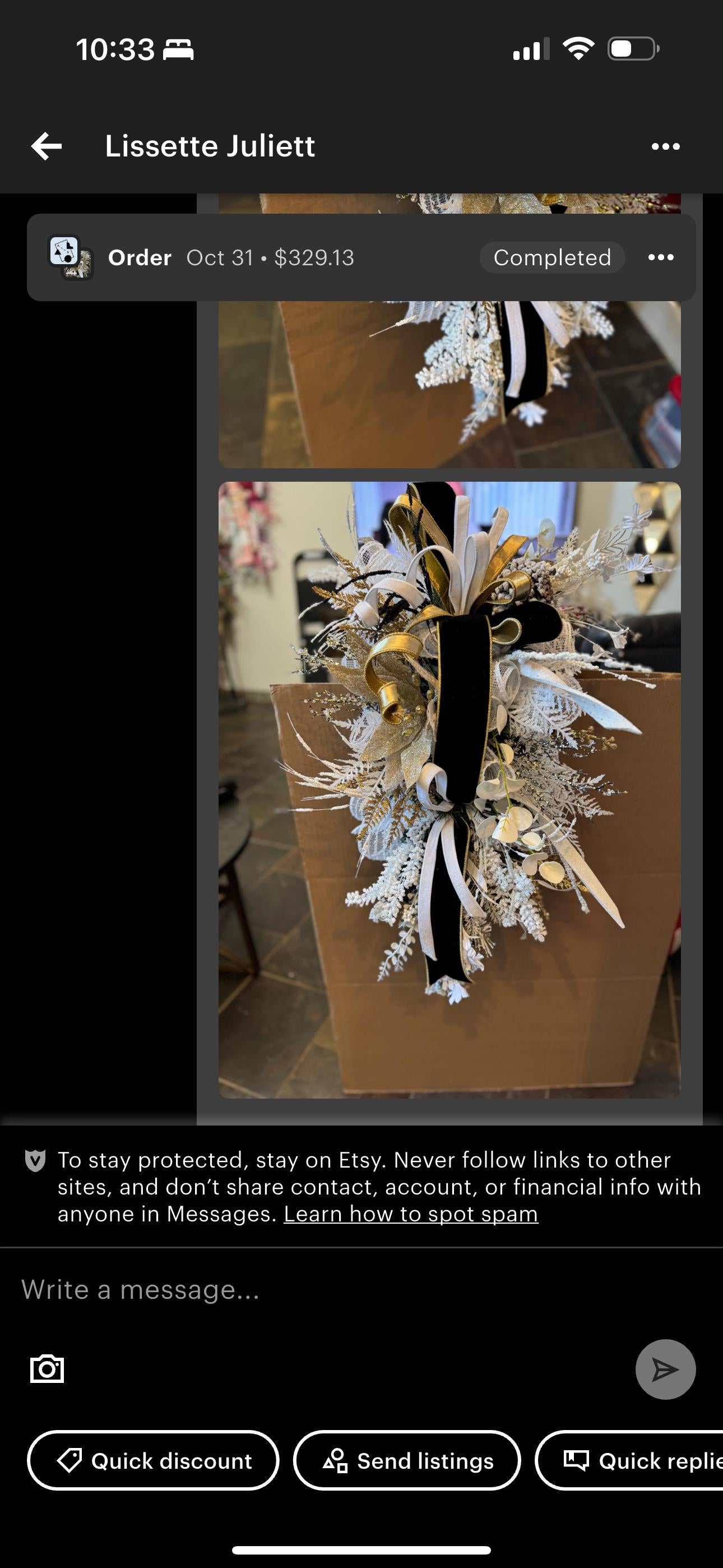 Custom Christmas Centerpiece for table 24" made to order to match your theme.