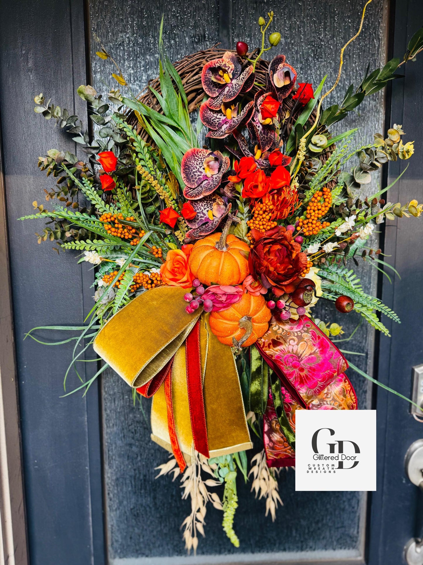 Fall Wreath Front door fall decor Pumpkin decor Fall Porch decor Thanksgiving wreath Outdoor wreath Autumn wreath