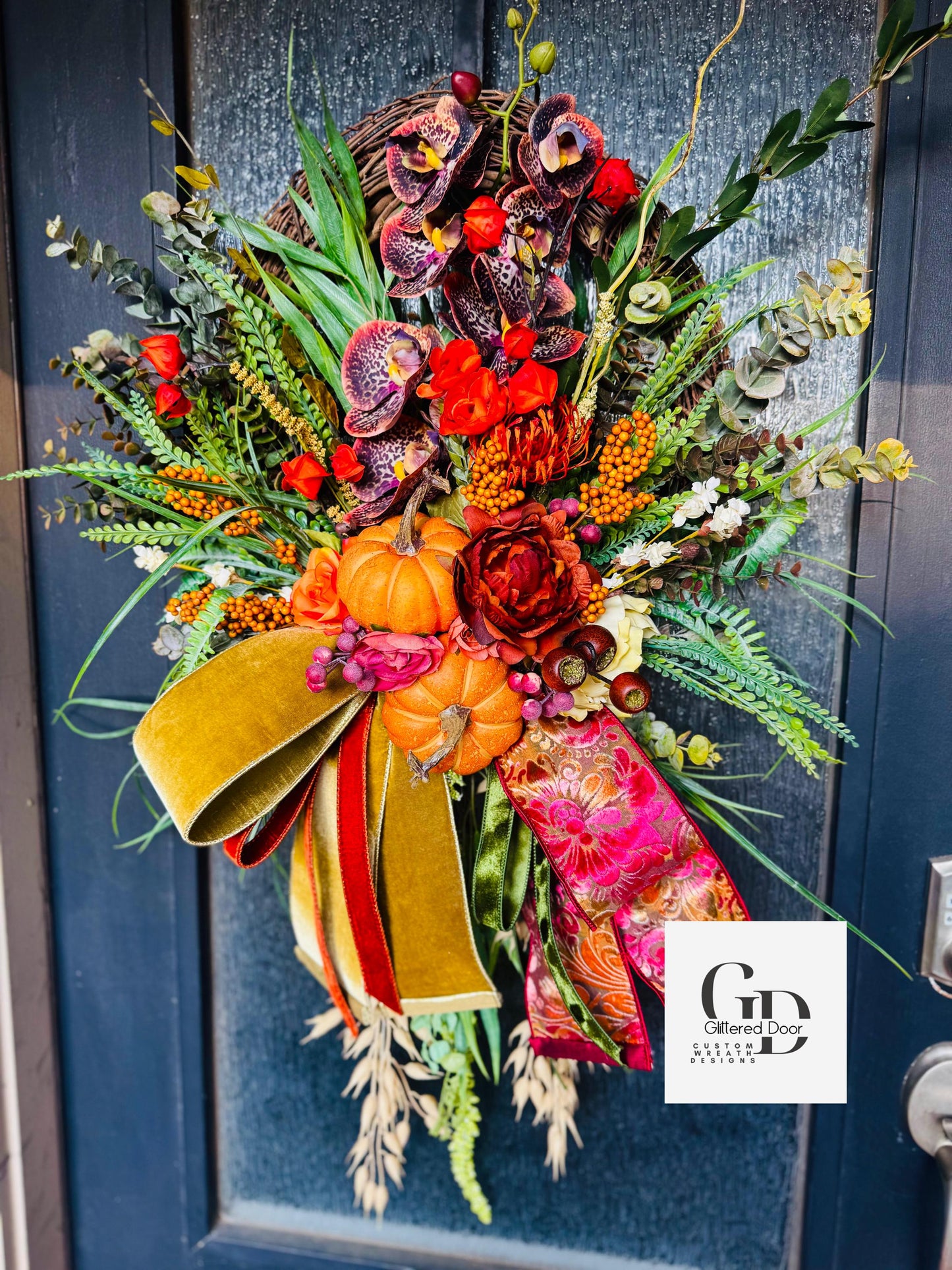 Fall Wreath Front door fall decor Pumpkin decor Fall Porch decor Thanksgiving wreath Outdoor wreath Autumn wreath