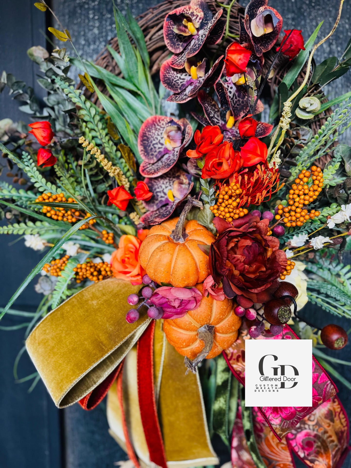 Fall Wreath Front door fall decor Pumpkin decor Fall Porch decor Thanksgiving wreath Outdoor wreath Autumn wreath