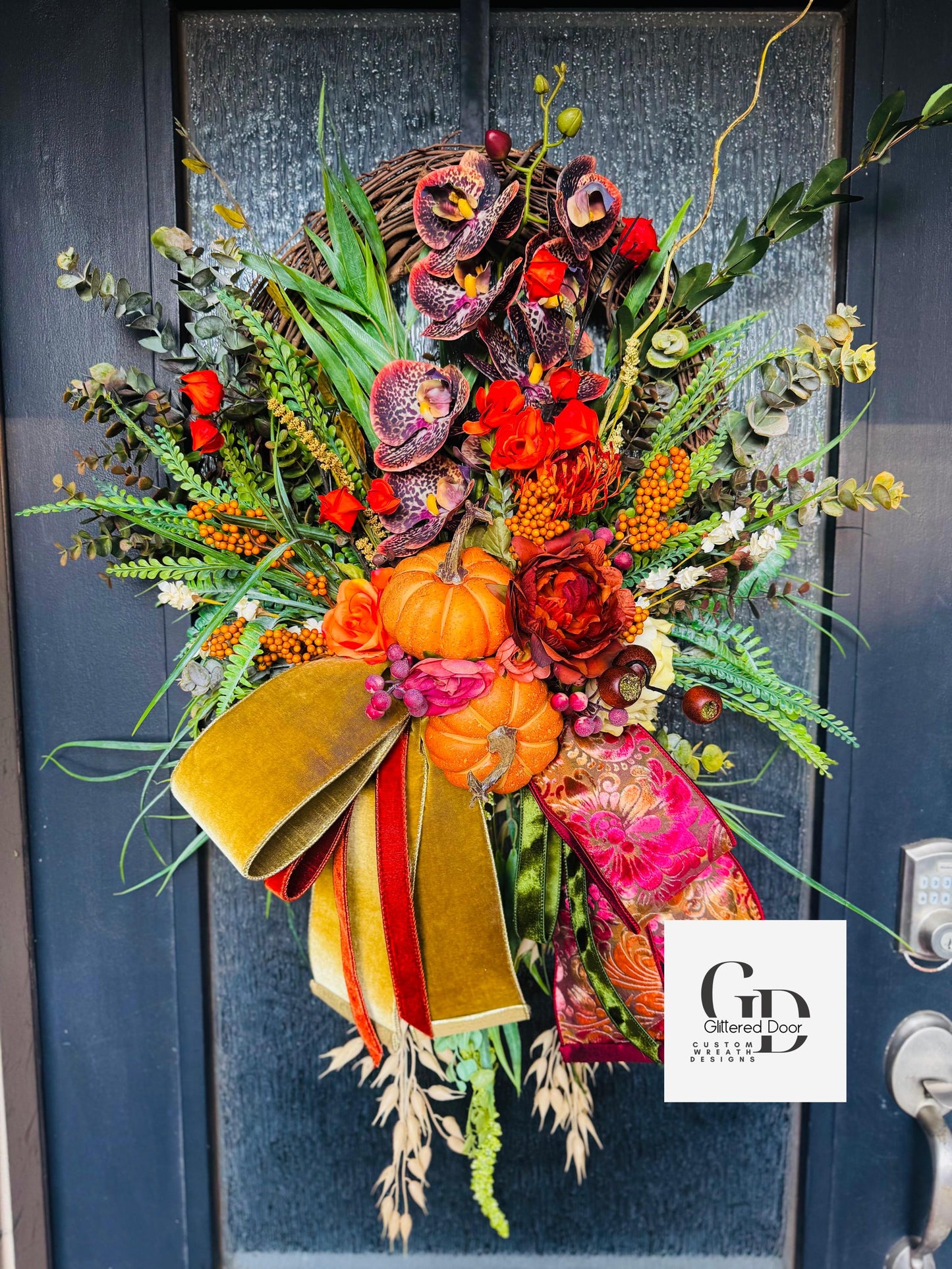Fall Wreath Front door fall decor Pumpkin decor Fall Porch decor Thanksgiving wreath Outdoor wreath Autumn wreath