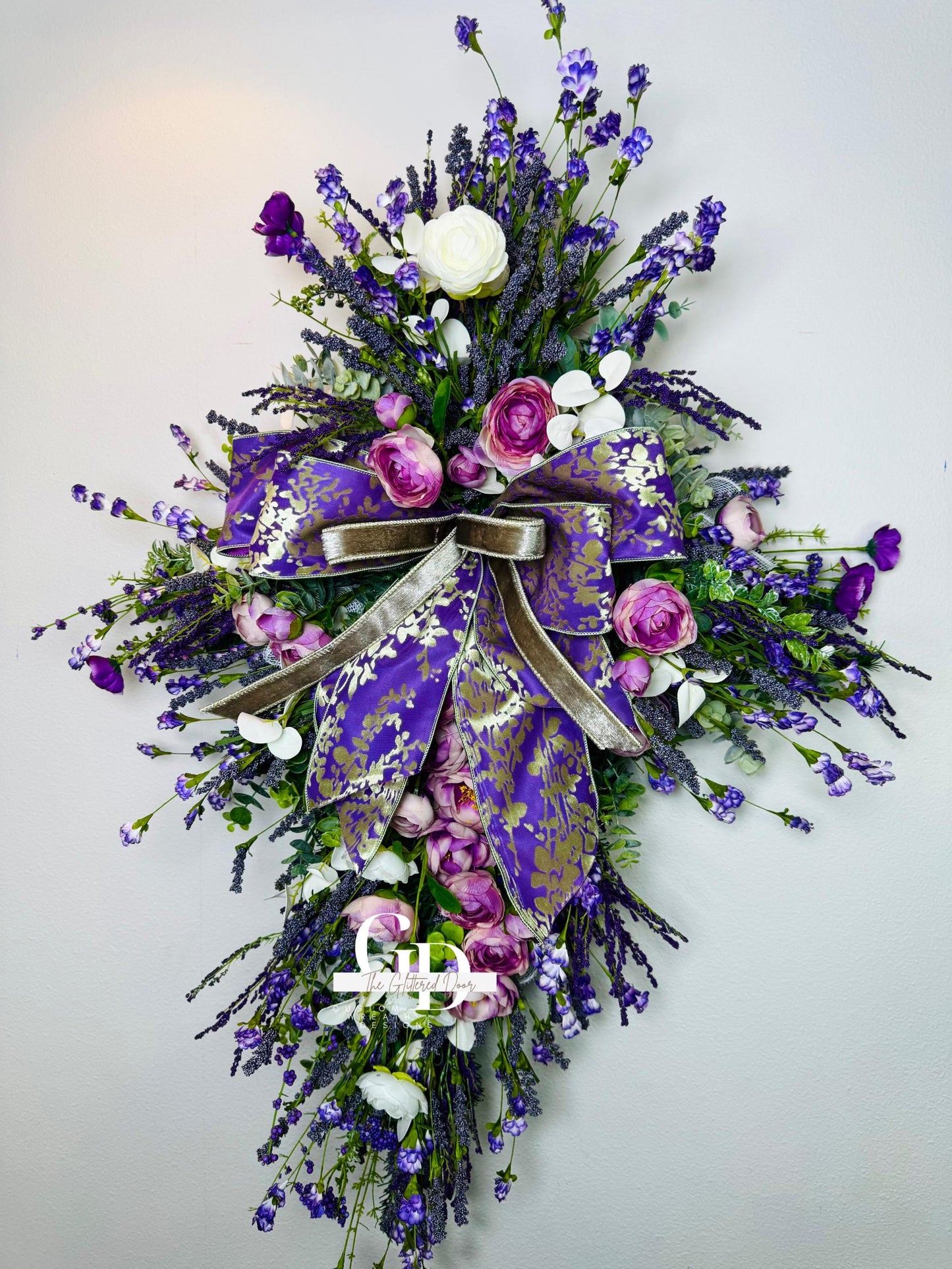 Easter Cross Wreath Oversized cross shaped floral wreath Elegant Religous Decor for front door Easter Decor Christian gifts