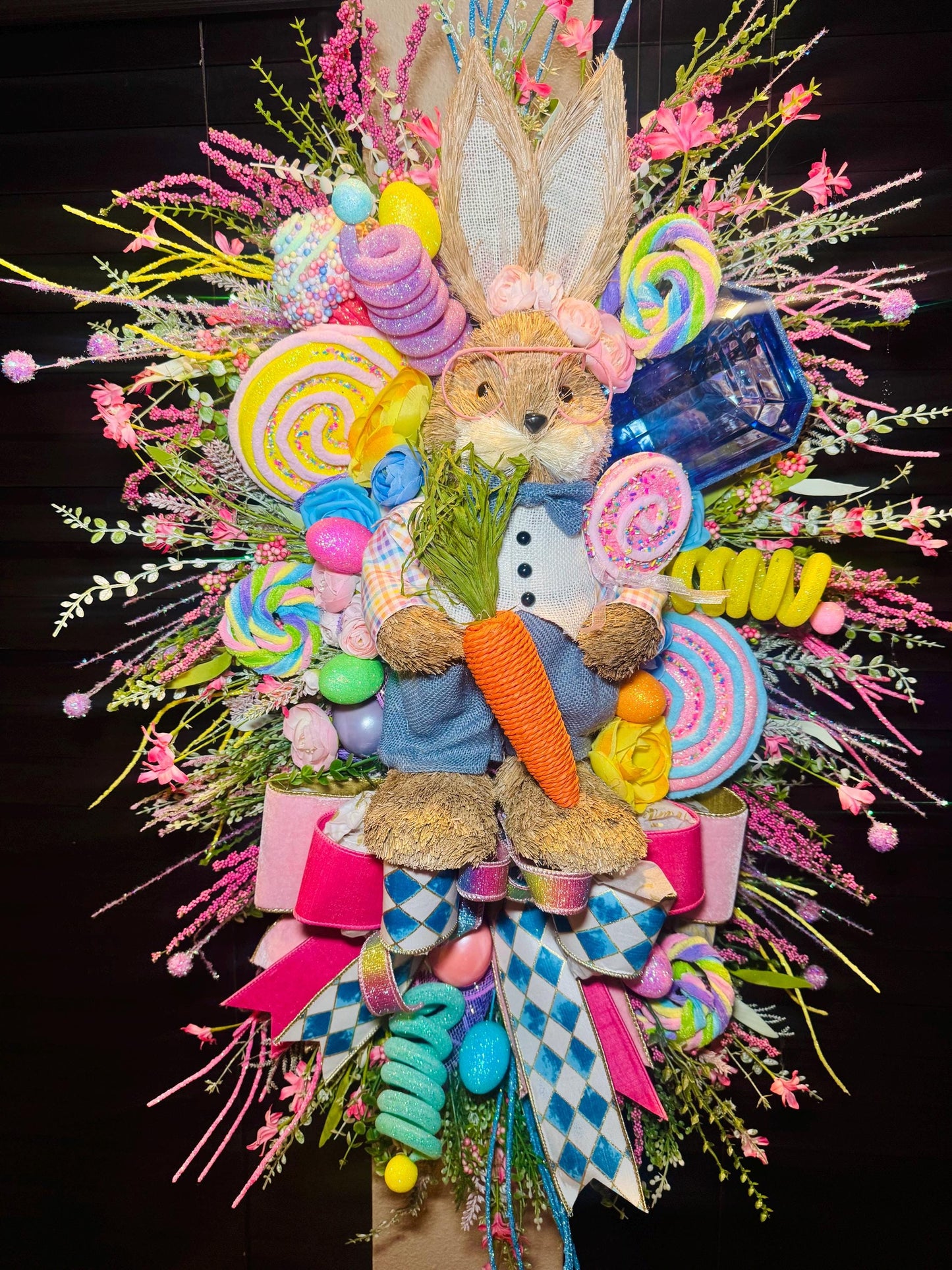 Easter Bunny Wreath XL Spring Decor Front Door Wreath for Easter and Spring Celebrations