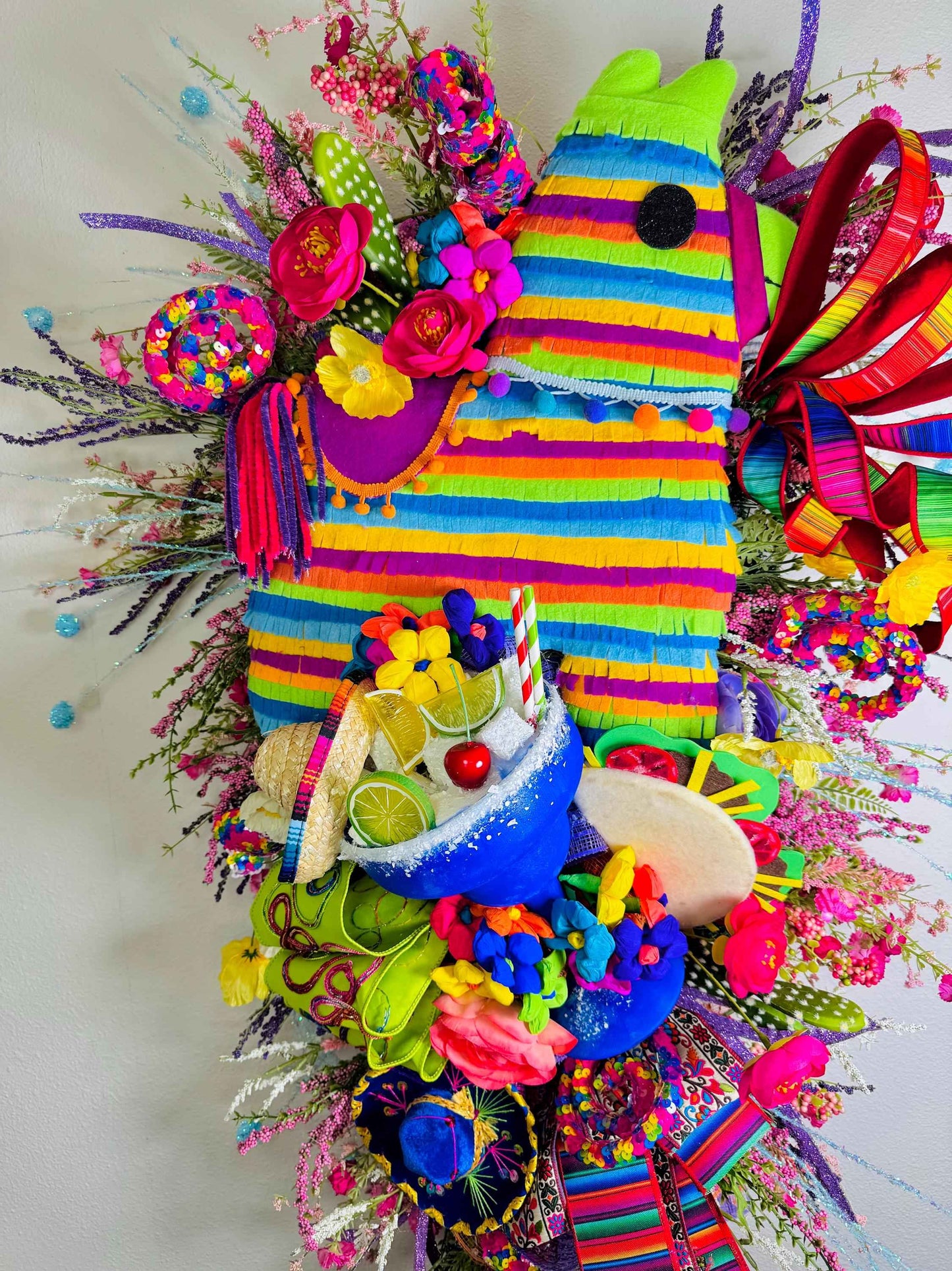 Viva Fiesta Oversized 36" Cinco de Mayo Wreath - Whimsical Designer Spring Front Door Decor