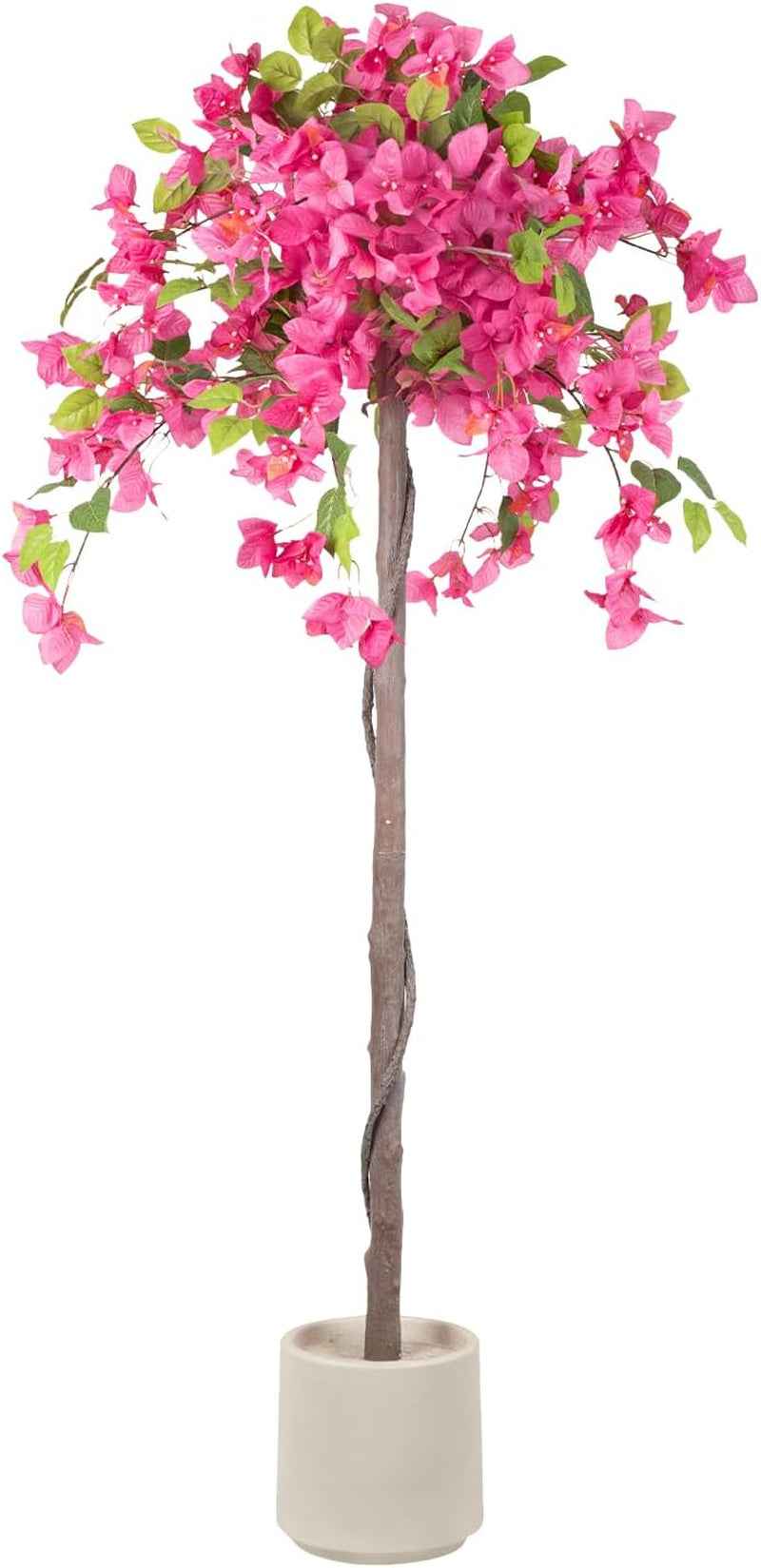 Romantic Season 2Pack Artificial Rose Flower Trees, 42Inch White Faux Rose Tree with Green Leaves for Living Room Office Home Outdoor Indoor Decor