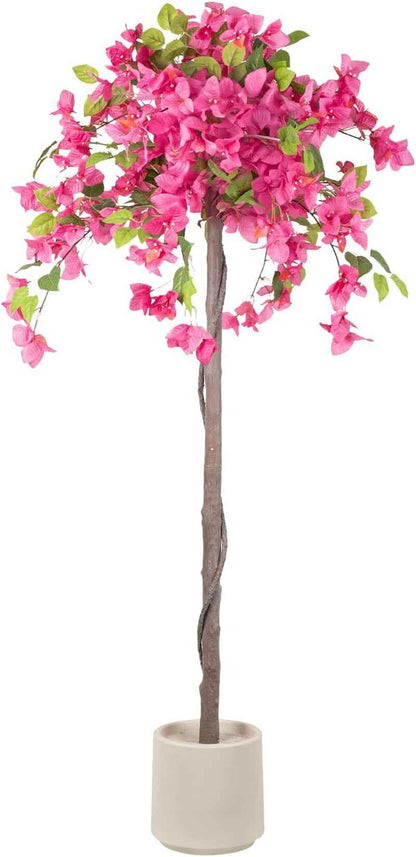 Romantic Season 2Pack Artificial Rose Flower Trees, 42Inch White Faux Rose Tree with Green Leaves for Living Room Office Home Outdoor Indoor Decor