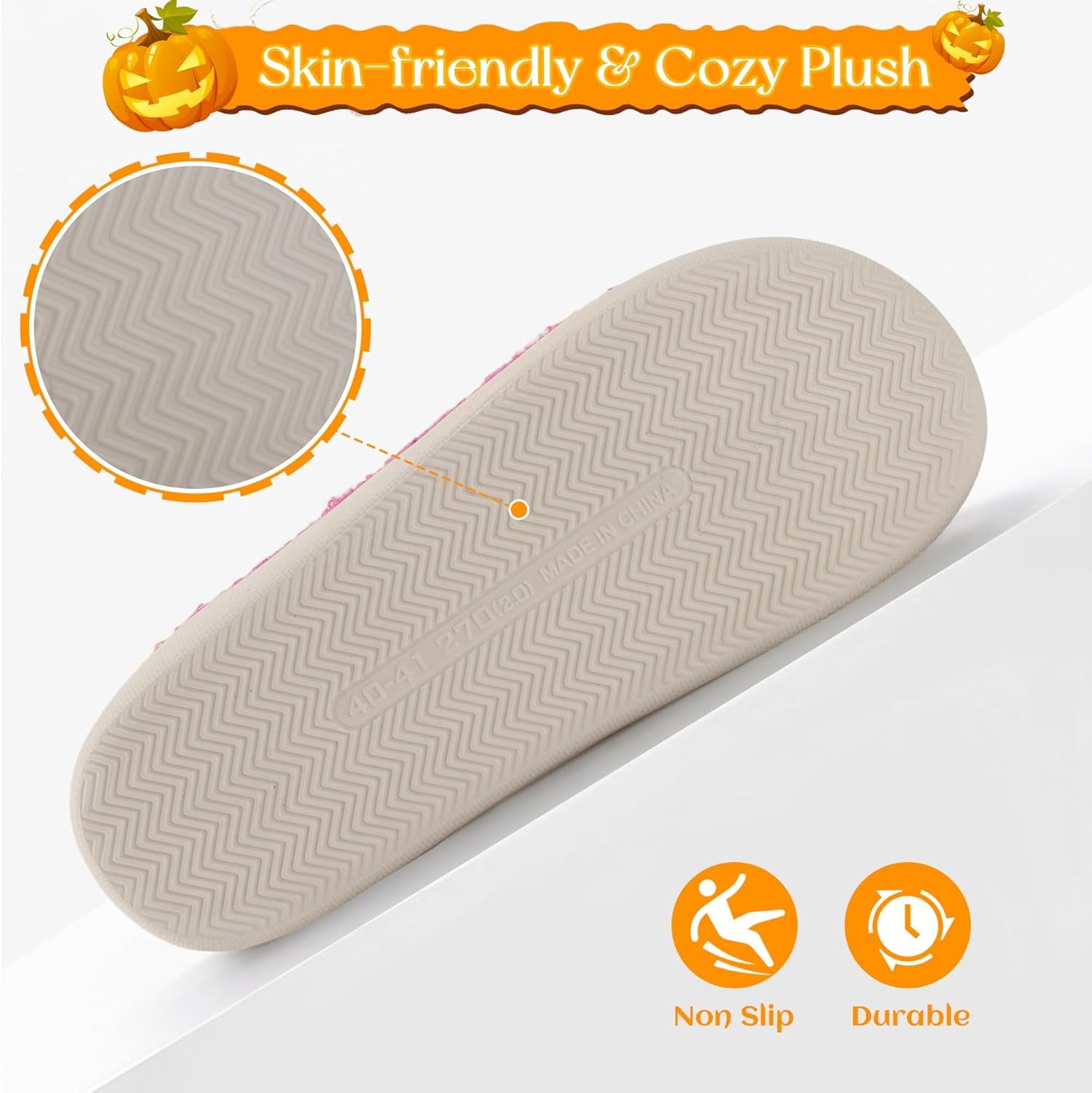 Halloween Slippers for Women Men Spooky Pumpkin Ghost Fuzzy Plush Warm Cozy Slippers Indoor Outdoor House Shoes