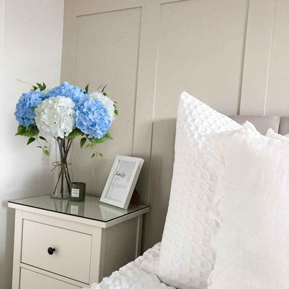 Blue Flowers Hydrangea Artificial Flowers, 5Pcs 20Inch Large Lifelike Silk Artificial Hydrangeas, Full Fake Flowers for Bouquet Table Centerpieces Wedding Indoor Home
