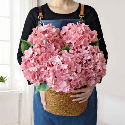 Blue Flowers Hydrangea Artificial Flowers, 5Pcs 20Inch Large Lifelike Silk Artificial Hydrangeas, Full Fake Flowers for Bouquet Table Centerpieces Wedding Indoor Home