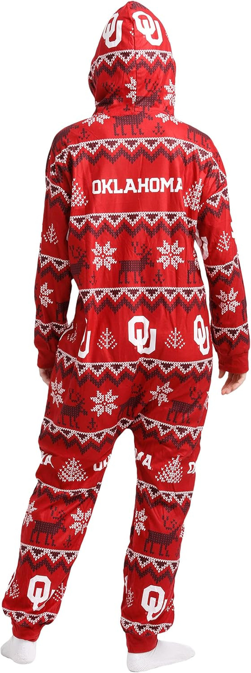 FOCO Unisex-Adult NCAA College Team Ugly Pattern Matching Holiday Pajamas One Piece Onsie