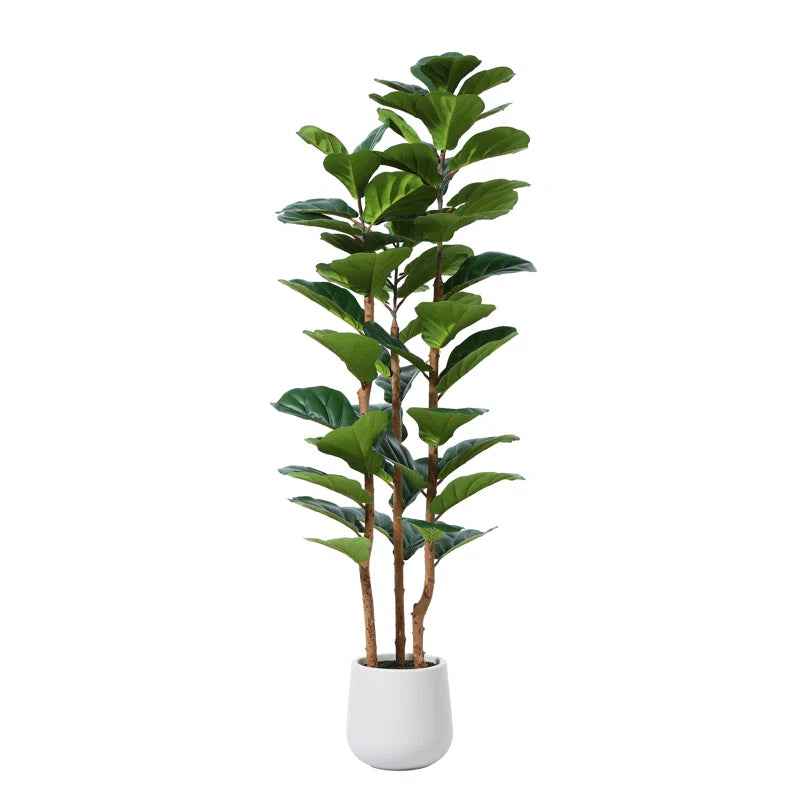 Adarna Fiddle Leaf Fig Tree - Realistic Potted Artificial Plant with Natural Trunk