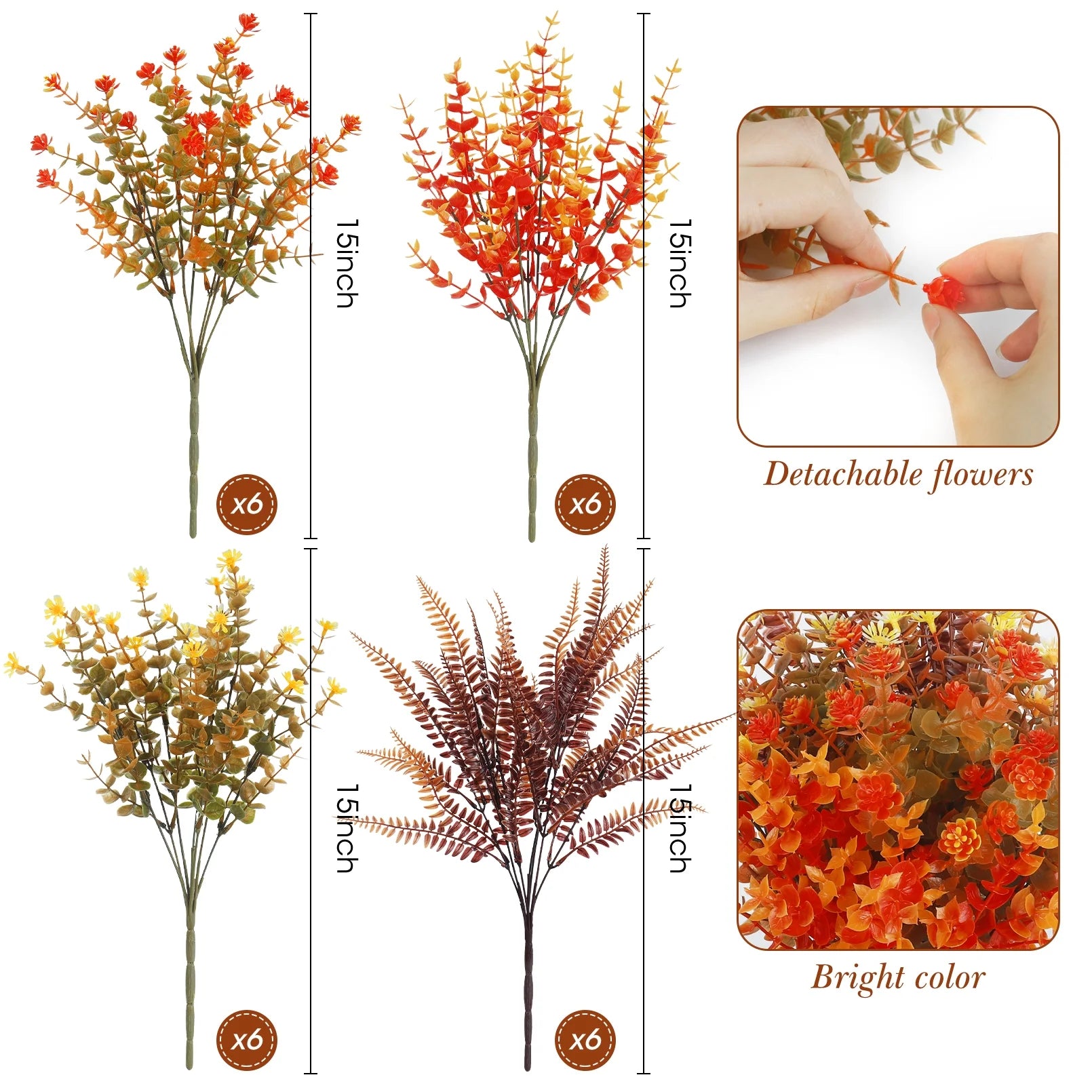 Scidweet 24 Pcs Artificial Fall Flowers, Fake Fall Decorations for Home Autumn Outdoor Garden Decor