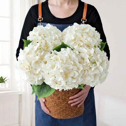 Blue Flowers Hydrangea Artificial Flowers, 5Pcs 20Inch Large Lifelike Silk Artificial Hydrangeas, Full Fake Flowers for Bouquet Table Centerpieces Wedding Indoor Home