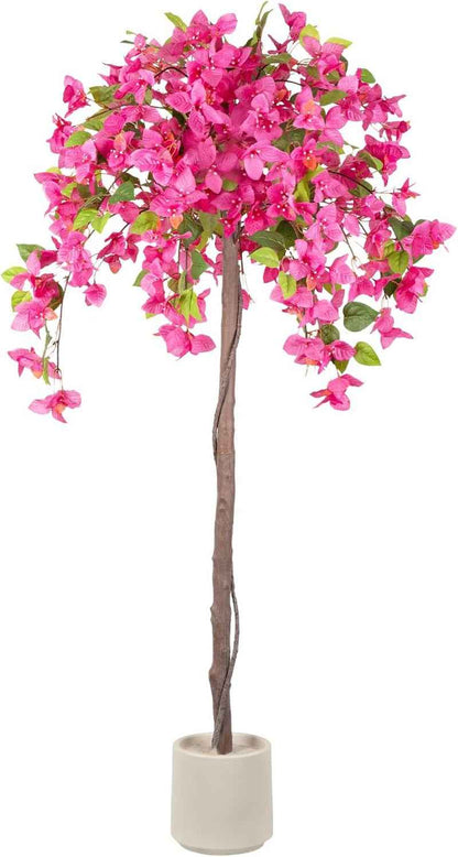 Romantic Season 2Pack Artificial Rose Flower Trees, 42Inch White Faux Rose Tree with Green Leaves for Living Room Office Home Outdoor Indoor Decor