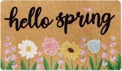 Floral Welcome Doormat Spring Indoor Outdoor Daisy Sunflower Tulip Rose Home Housewarming Front Porch Rugs Floor Mat Entrance Supplies 17 X 30 Inches