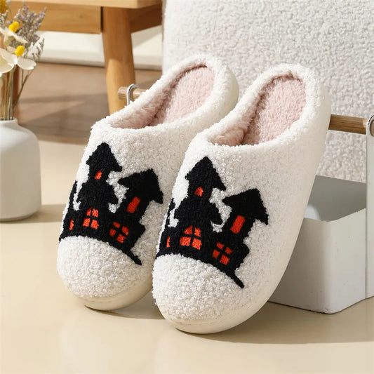 Halloween Slippers 2025 Autumn/Winter Cartoon Cotton Slippers anti Slip Home Warm Comfortcotton Slippers Party Chanclas Mujer