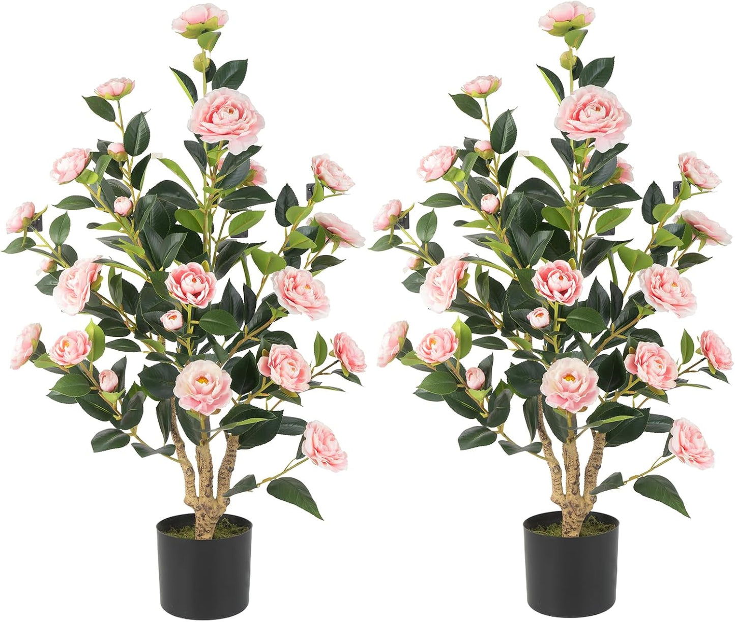 Artificial Camellia Tree, 3FT Yellow Fake Tree Blooming Camellia Flower Plant for Spring Home Front Door Outdoor Indoor Decoration