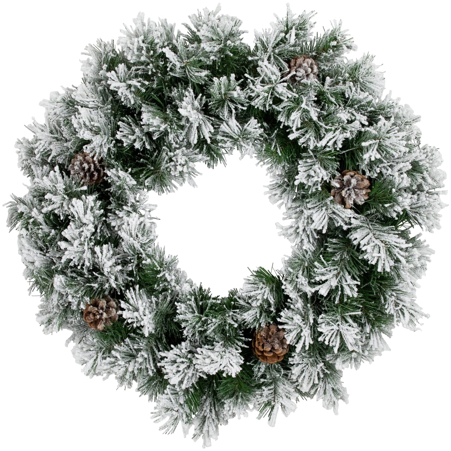 Northlight 24" Unlit Flocked Angel Pine with Pine Cones Artificial Christmas Wreath