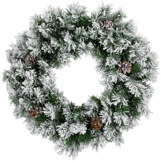 Northlight 24" Unlit Flocked Angel Pine with Pine Cones Artificial Christmas Wreath