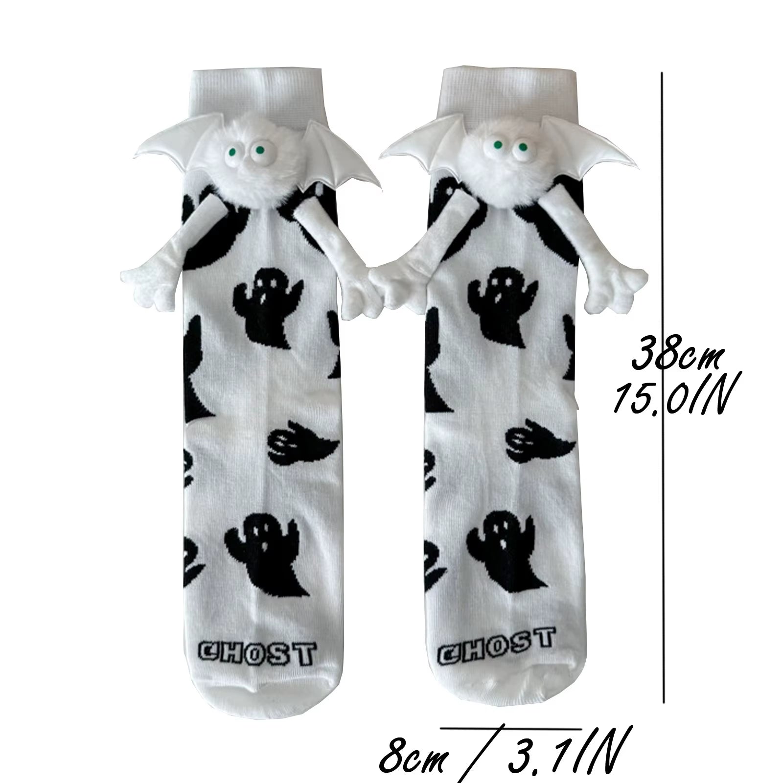 Women'S Halloween Socks Cute No Magnetic Hand in Hand Socks and White Ghost Middle Tube Cartoon Socks Funny Socks Косплей Аниме