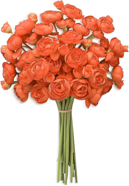 Floroom Ranunculus Artificial Flowers 18 Pcs Taupe Brown Faux Silk Mini Ranunculus Bulk Fake Wedding Filler Flowers for DIY Bouquets, Centerpieces, Bridal Shower Decorations & Arrangements