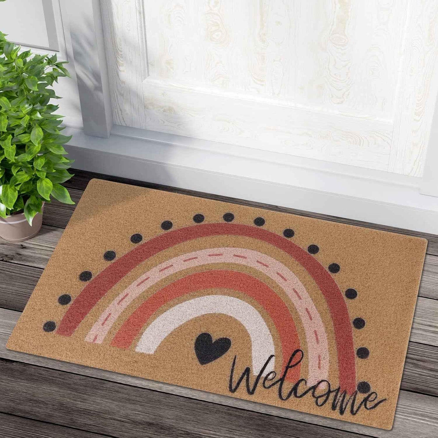 Floral Welcome Doormat Spring Indoor Outdoor Daisy Sunflower Tulip Rose Home Housewarming Front Porch Rugs Floor Mat Entrance Supplies 17 X 30 Inches