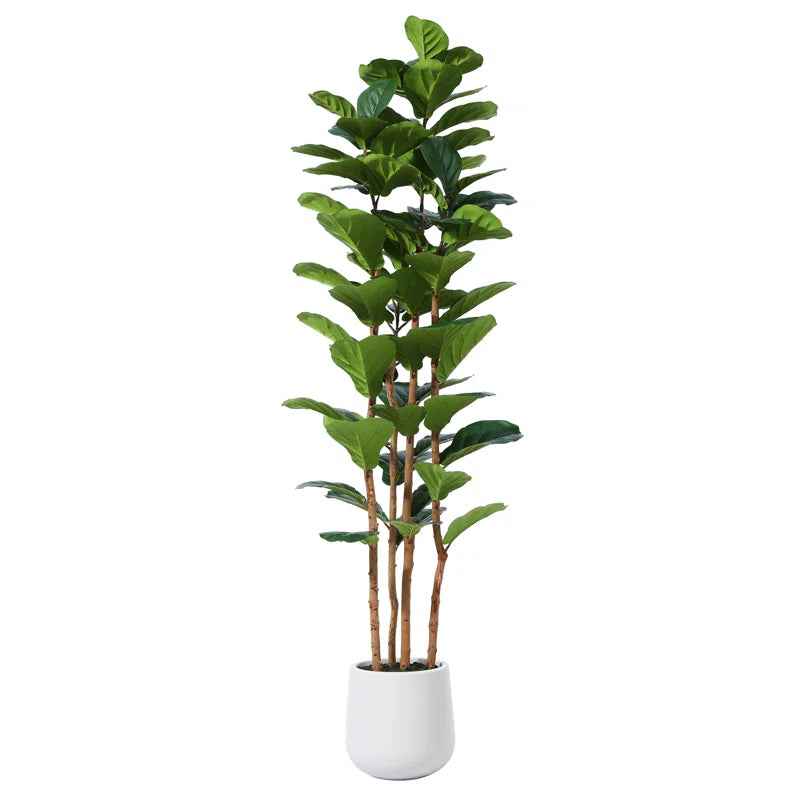 Adarna Fiddle Leaf Fig Tree - Realistic Potted Artificial Plant with Natural Trunk