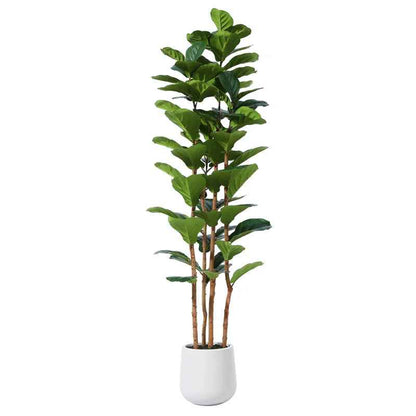 Adarna Fiddle Leaf Fig Tree - Realistic Potted Artificial Plant with Natural Trunk