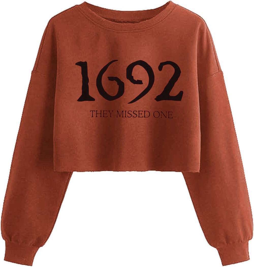 Women'S Witch Crop Sweatshirt Fall Halloween Vintage Graphic Lantern Long Sleeve Pullover Spooky Season Sweatshirt
