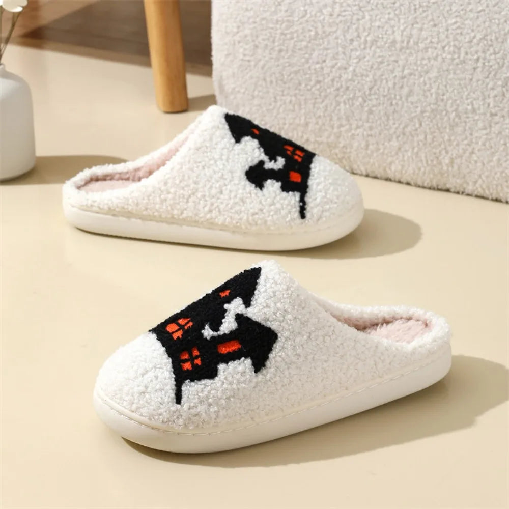Halloween Slippers 2025 Autumn/Winter Cartoon Cotton Slippers anti Slip Home Warm Comfortcotton Slippers Party Chanclas Mujer