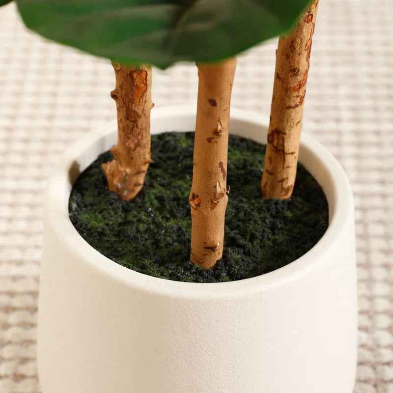 Adarna Fiddle Leaf Fig Tree - Realistic Potted Artificial Plant with Natural Trunk
