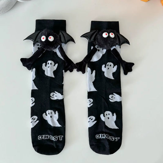 Women'S Halloween Socks Cute No Magnetic Hand in Hand Socks and White Ghost Middle Tube Cartoon Socks Funny Socks Косплей Аниме