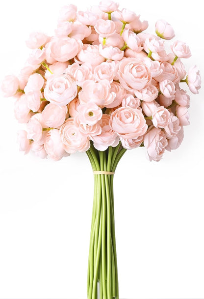 Waipfaru Ranunculus Artificial Flowers, 18Pcs 14In Fake Peonies Artificial Flowers, White Faux Flower for Vase Silk Flower Real Touch Faux Peony Bulk for DIY Wedding Bouquet Home Bridal Shower Decor