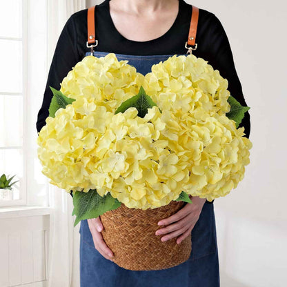 Blue Flowers Hydrangea Artificial Flowers, 5Pcs 20Inch Large Lifelike Silk Artificial Hydrangeas, Full Fake Flowers for Bouquet Table Centerpieces Wedding Indoor Home