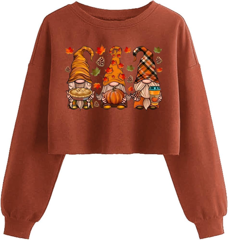 Women'S Retor Ghost Skull Crop Sweatshirt Fall Halloween Lantern Long Sleeve Pullover Spooky Season Sweatshirt