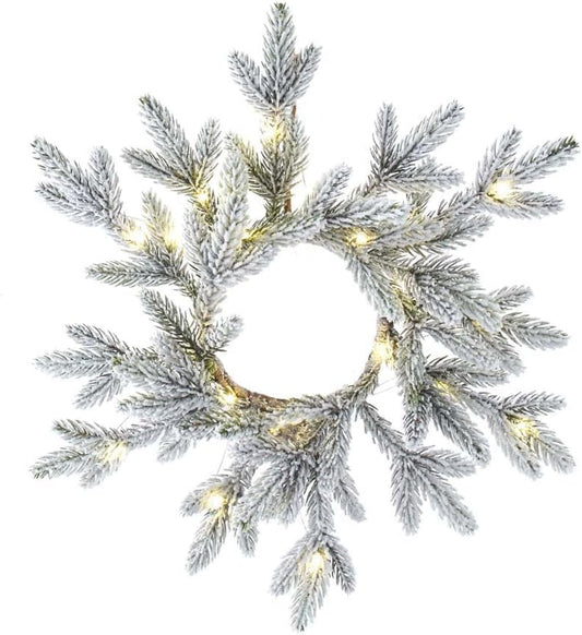 Kurt Adler 18-Inch 20-Light Battery-Operated LED Flocked Pine Wreath