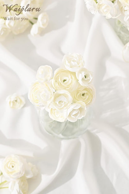 Waipfaru Ranunculus Artificial Flowers, 18Pcs 14In Fake Peonies Artificial Flowers, White Faux Flower for Vase Silk Flower Real Touch Faux Peony Bulk for DIY Wedding Bouquet Home Bridal Shower Decor