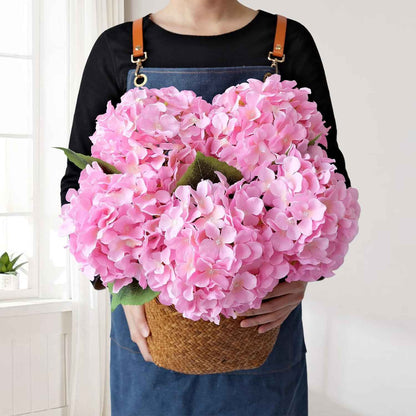 Blue Flowers Hydrangea Artificial Flowers, 5Pcs 20Inch Large Lifelike Silk Artificial Hydrangeas, Full Fake Flowers for Bouquet Table Centerpieces Wedding Indoor Home